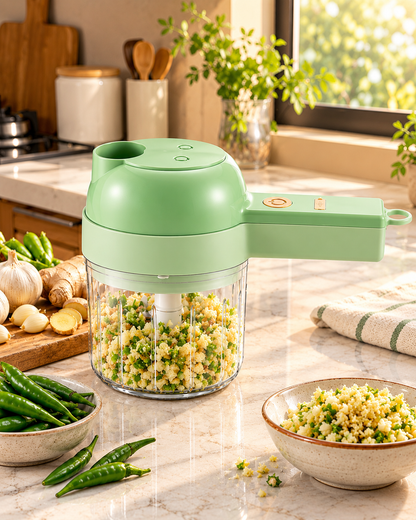 4-in-1 Electric Vegetable Chopper, Slicer & Peeler Set (USB Rechargeable)