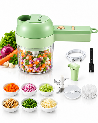 4-in-1 Electric Vegetable Chopper, Slicer & Peeler Set (USB Rechargeable)