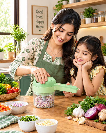 4-in-1 Electric Vegetable Chopper, Slicer & Peeler Set (USB Rechargeable)